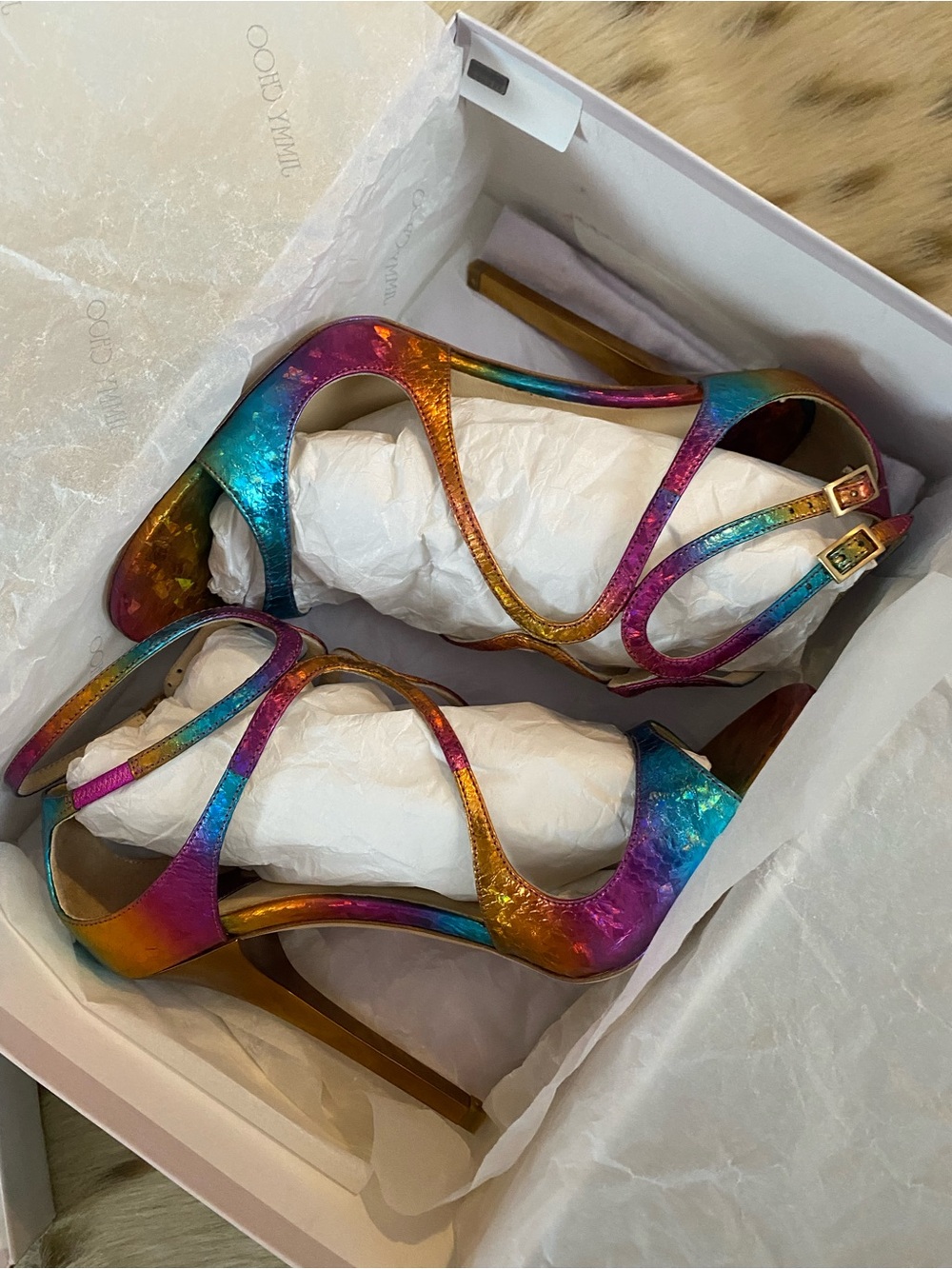Rare Jimmy Choo Rainbow Panama Stiletto High Heels w Box - Picture 4 of 15